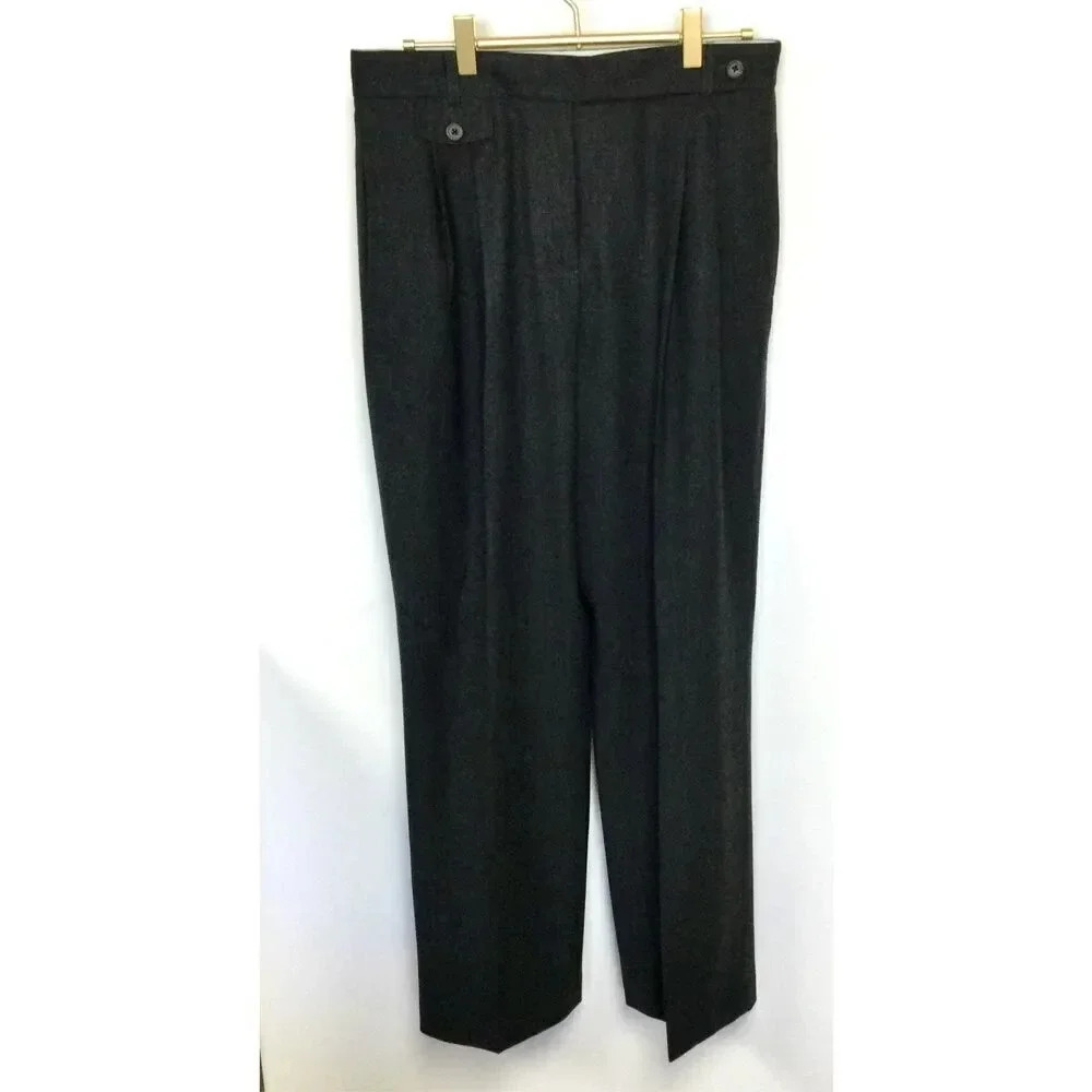 Lands' End Womens Dark Gray Wool Blended Zippered Casual Trouser‎ Pants Size 10